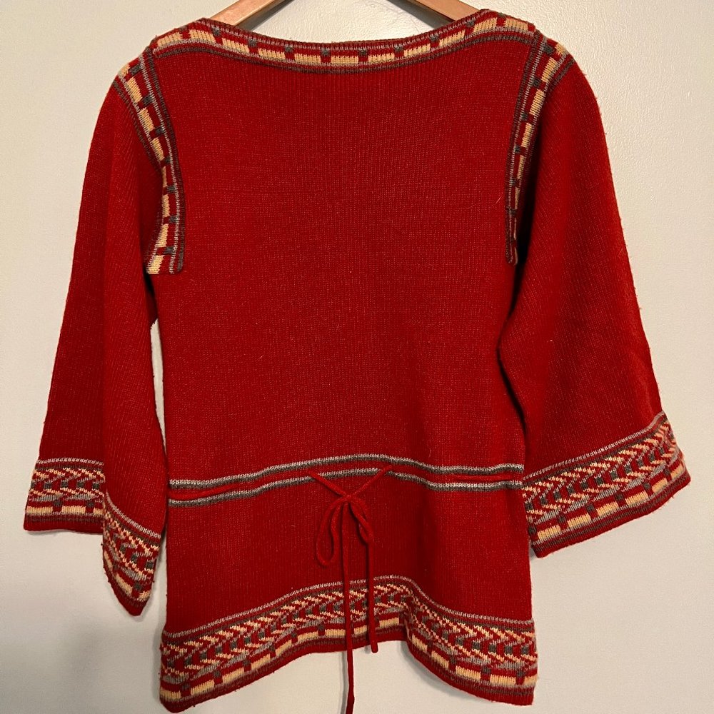 EUC Vintage 70s bell sleeve dark red sweater